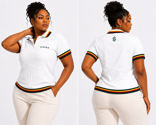 Simira Heritage Stripe Performance Golfer – Ivory Cream