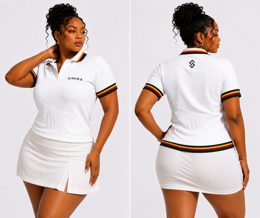 Simira Heritage Stripe Performance Golfer – Ivory Cream